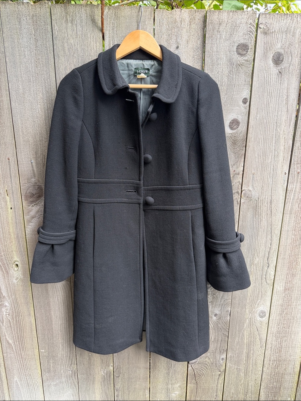 J. Crew Women's Black Pea Coat with Button Front